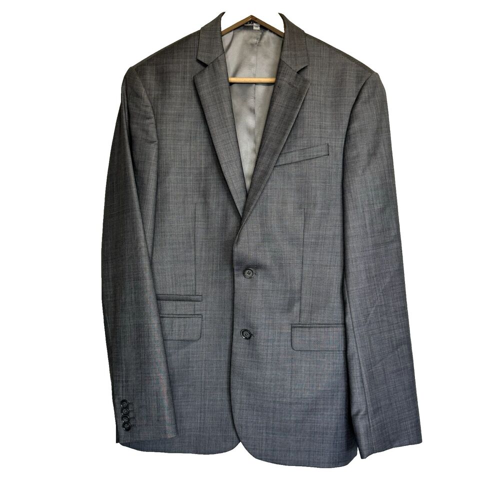 Express Suit Jacket Gray Photographer Wool Blend Fitted Work Office Men 38R